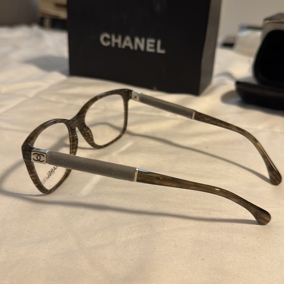 Authentic Chanel Frames . Beige with velvet like  logo arms. CHANEL  3262 c1444 - Picture 3 of 5
